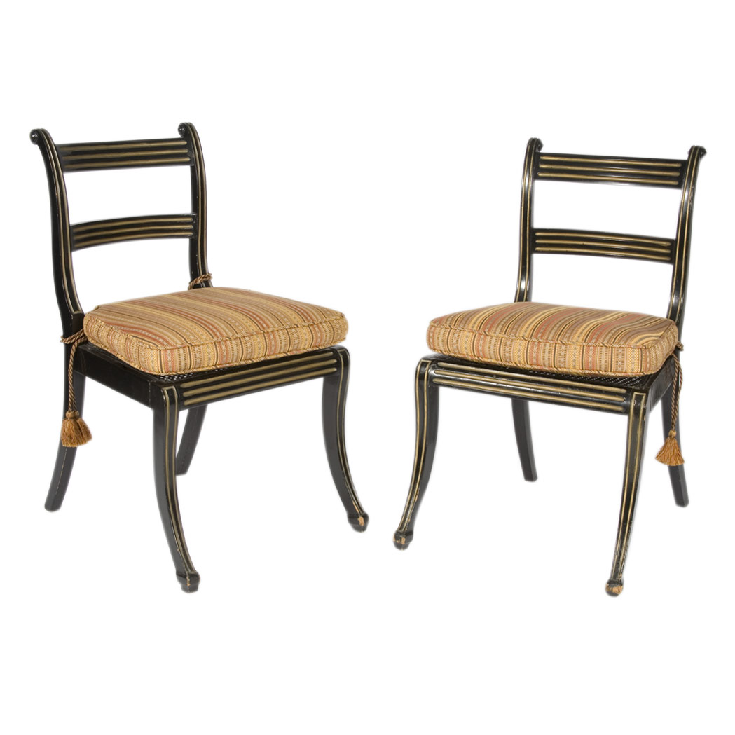 Appraisal: Set of Six Regency Style Black Painted Dining Chairs