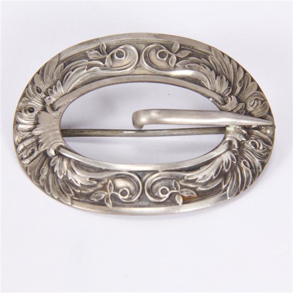 Appraisal: Unger Brothers Sterling Silver Belt Buckle Pin Brooch H x