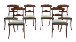 Appraisal: A Set of Six Regency Style Mahogany Side Chairs early