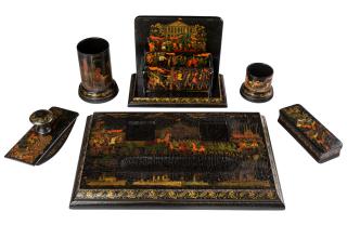 Appraisal: AN EARLY SOVIET AGITLAK DESK SET OF THE GREAT POWERS