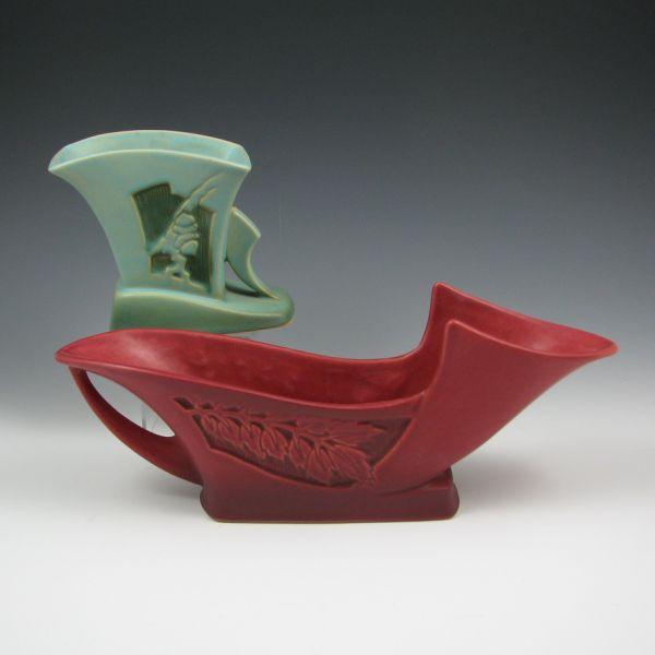 Appraisal: Two pieces of Roseville Silhouette including a planter in blue-green