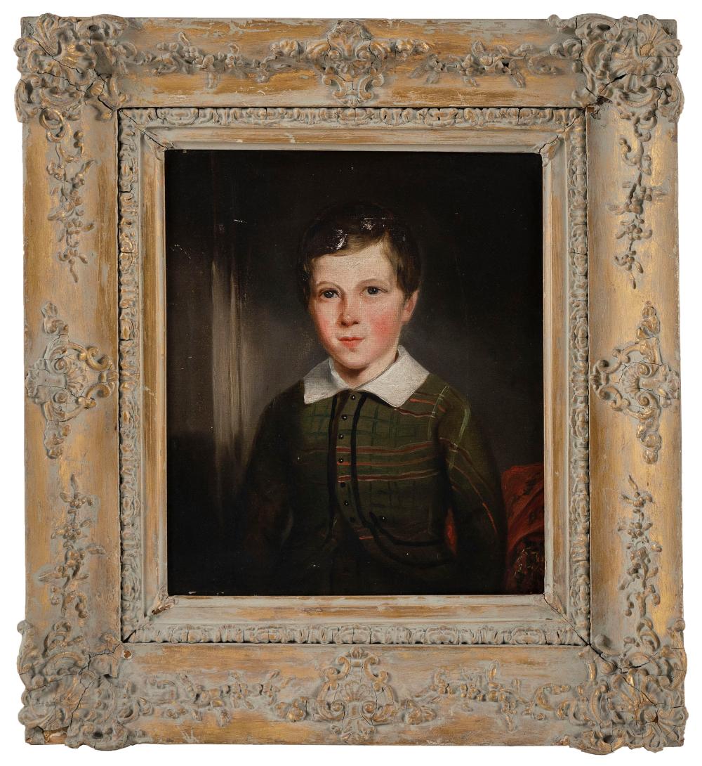 Appraisal: AMERICAN SCHOOL TH CENTURY A YOUNG BOY WEARING A PLAID