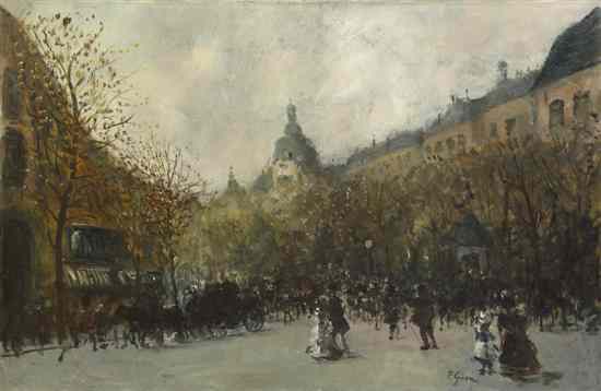 Appraisal: P Giron Street of Paris oil on canvas signed P