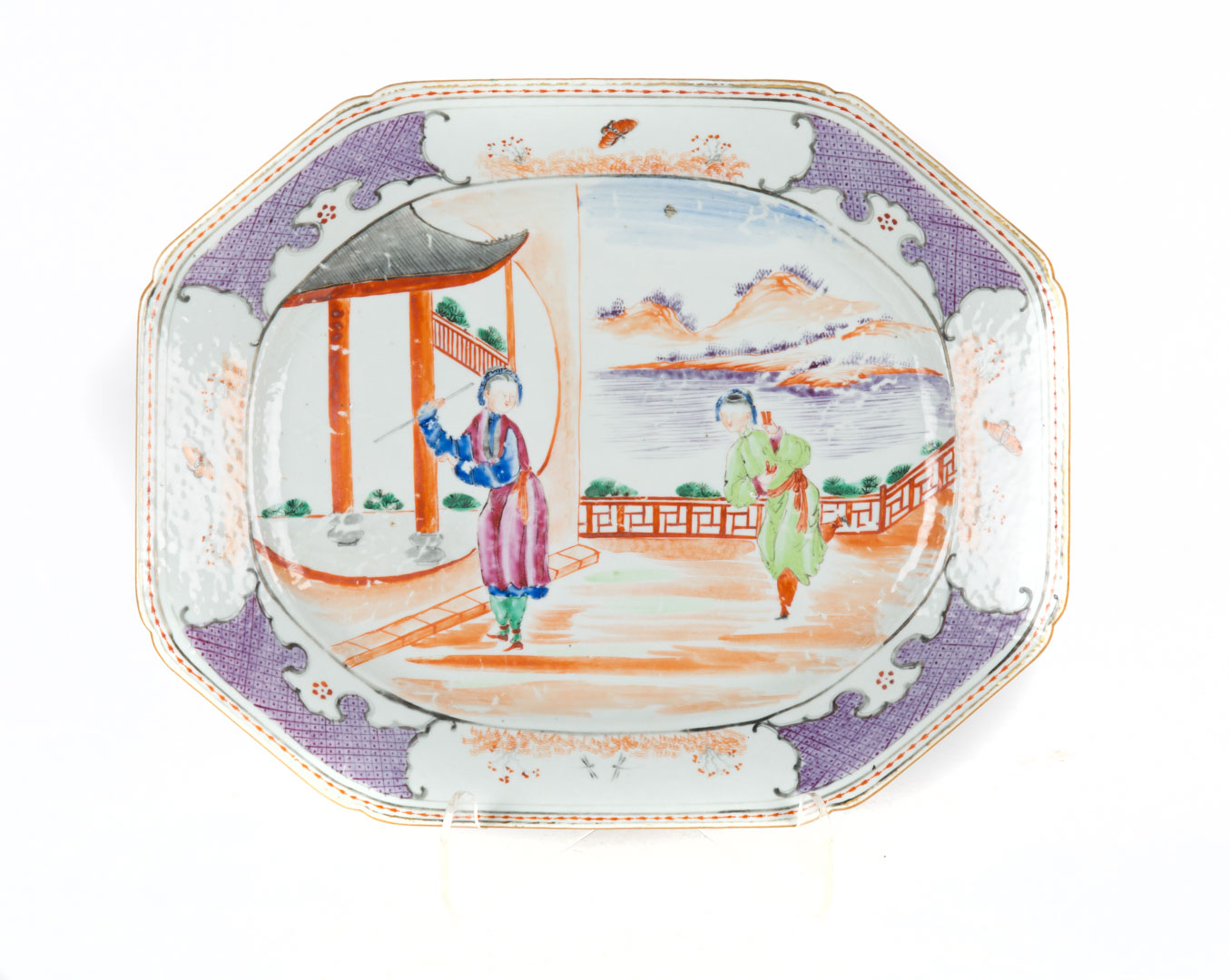 Appraisal: Chinese Export Mandarin palette platter circa porcelain platter with overglazed