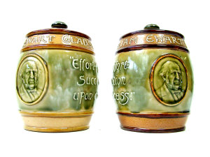 Appraisal: Pair of Doulton Lambeth tobacco jars commemorating William Ewart Gladstone