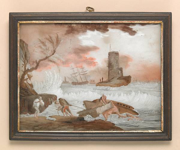 Appraisal: A reverse painting on glass possibly Irish late th century