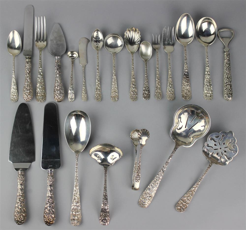 Appraisal: SCHOFIELD SILVER ASSEMBLED 'HAND CHASED' AND 'BALTIMORE ROSE' PART SERVICE