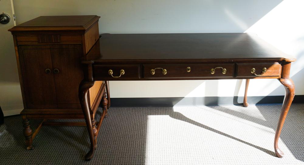 Appraisal: HARDEN QUEEN ANNE STYLE CHERRY DESK AND MAHOGANY STEREO CABINETHarden