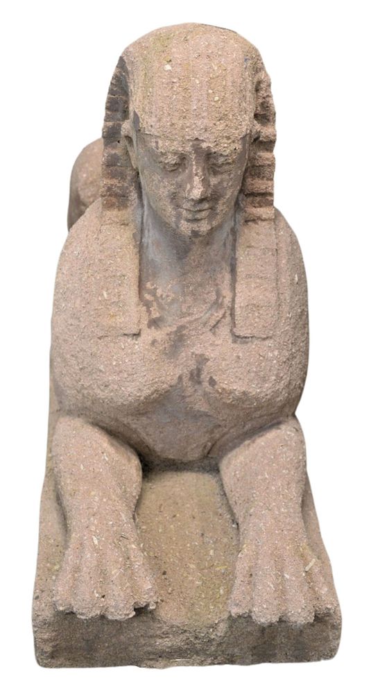 Appraisal: Pair of Sandstone Type Sphinx style Figures height inches length