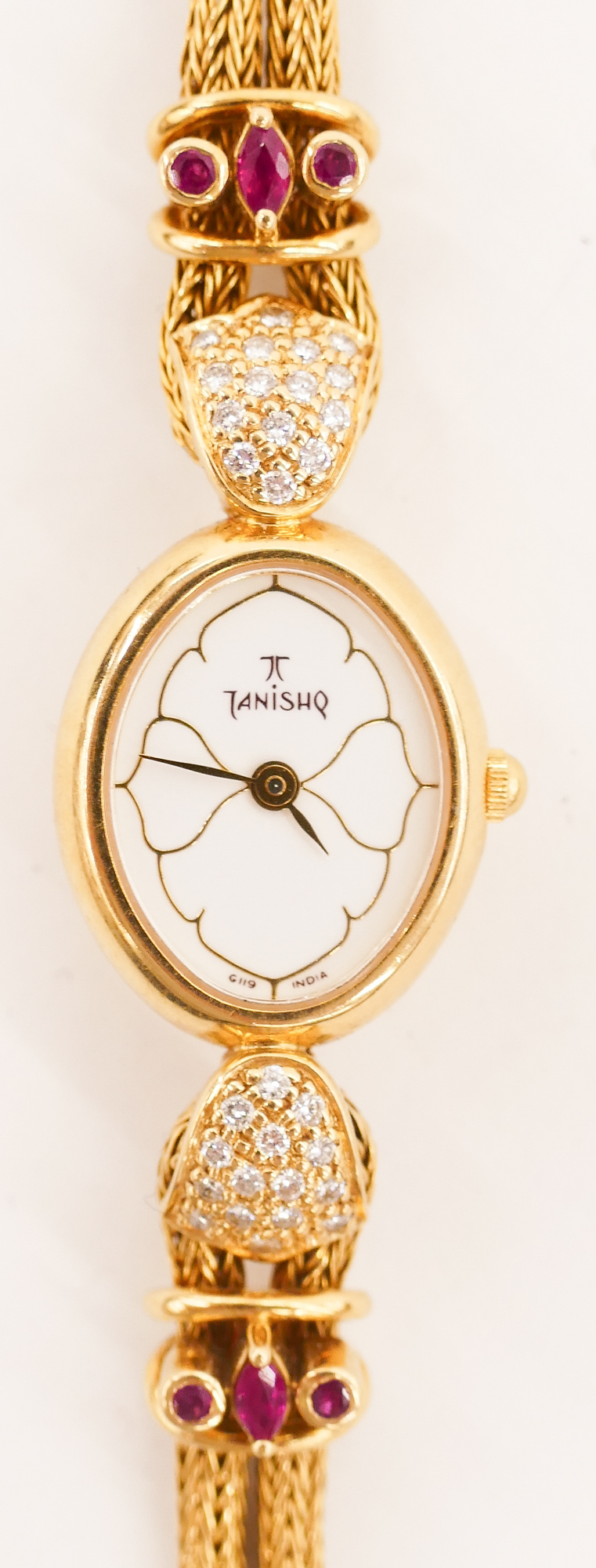 Appraisal: Lady's Tanishq k Ruby Diamond Titan Wristwatch mm A solid