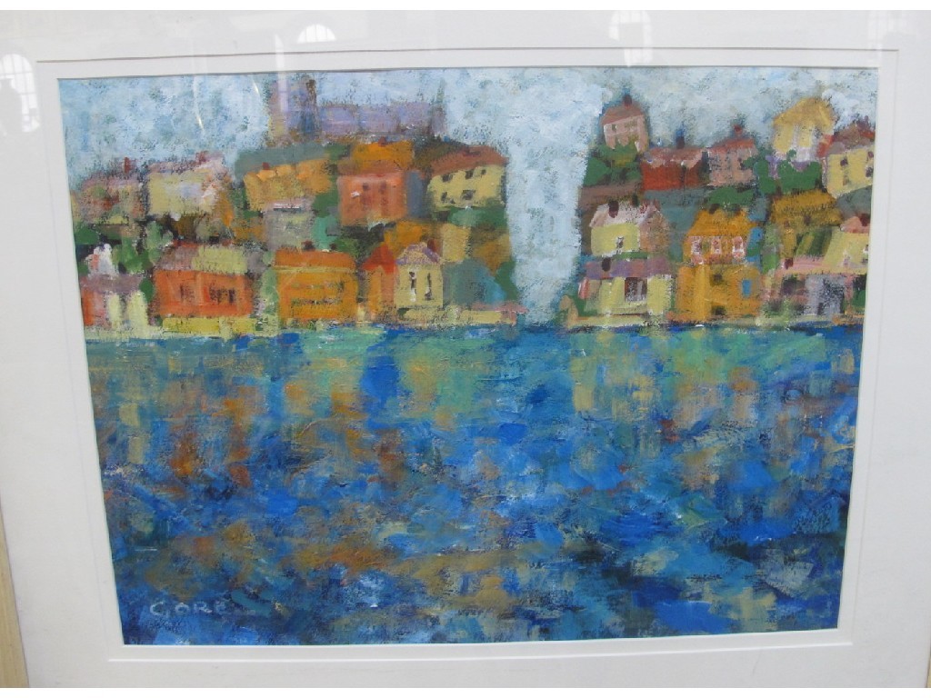 Appraisal: Gouache harbour scene signed Gore