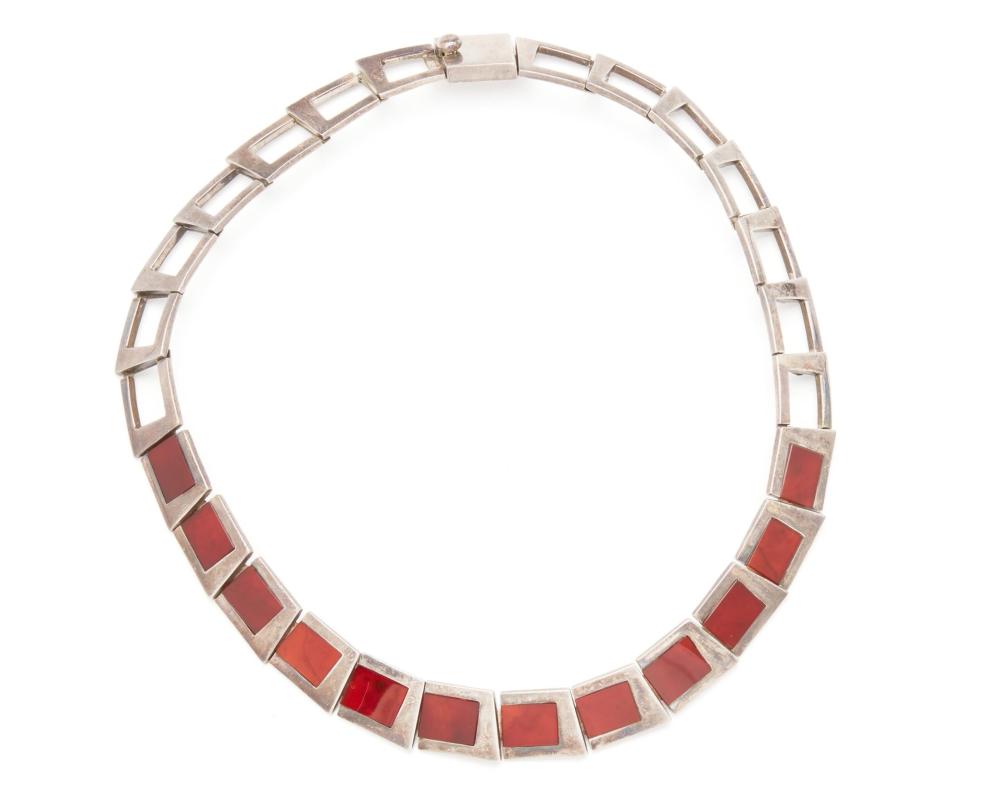 Appraisal: An Antonio Pineda silver and carnelian necklace - Taxco Mexico