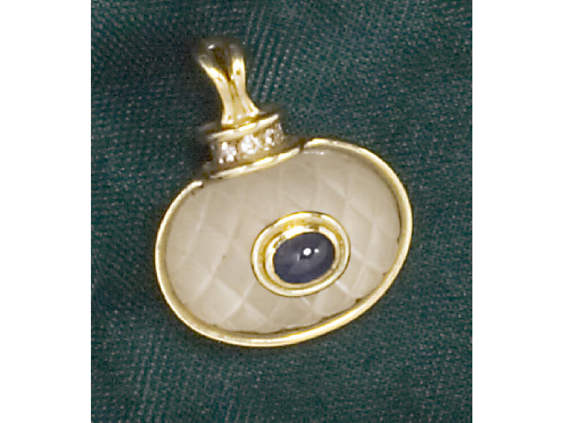 Appraisal: SAPPHIRE AND ROCK CRYSTAL PENDANT ENHANCER k yellow gold with