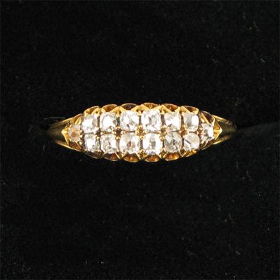 Appraisal: A Nineteenth century diamond two row ring Set in gold