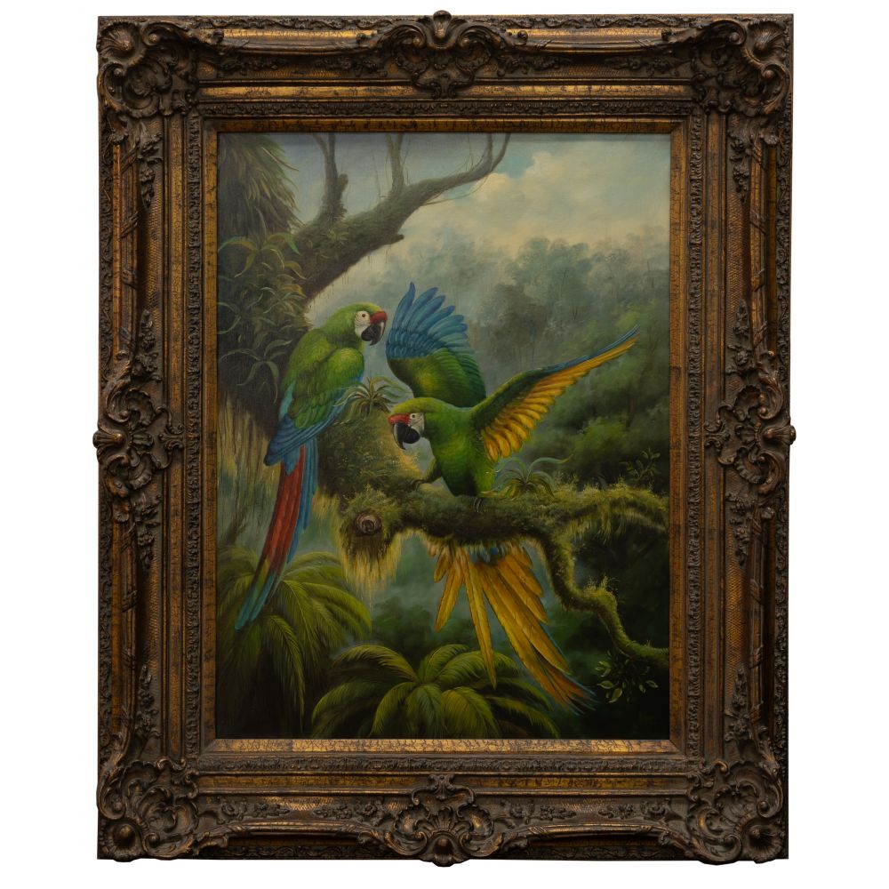 Appraisal: UNKNOWN ARTIST TH CENTURY PARROTS OIL ON CANVASUndated unsigned depicting