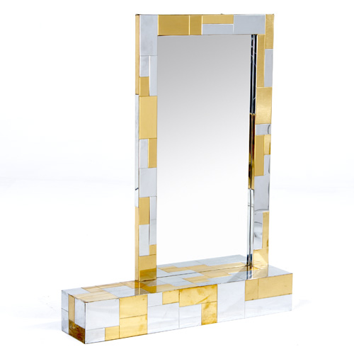 Appraisal: PAUL EVANS Cityscape mirror with integrated shelf x x