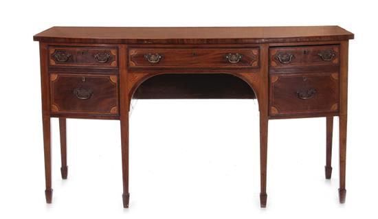 Appraisal: Georgian style inlaid mahogany bowfront sideboard mid th century shaped