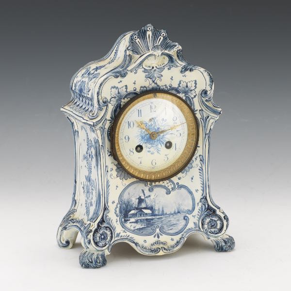 Appraisal: ANSONIA ROYAL BONN DELFT CLOCK x x A signed Ansonia