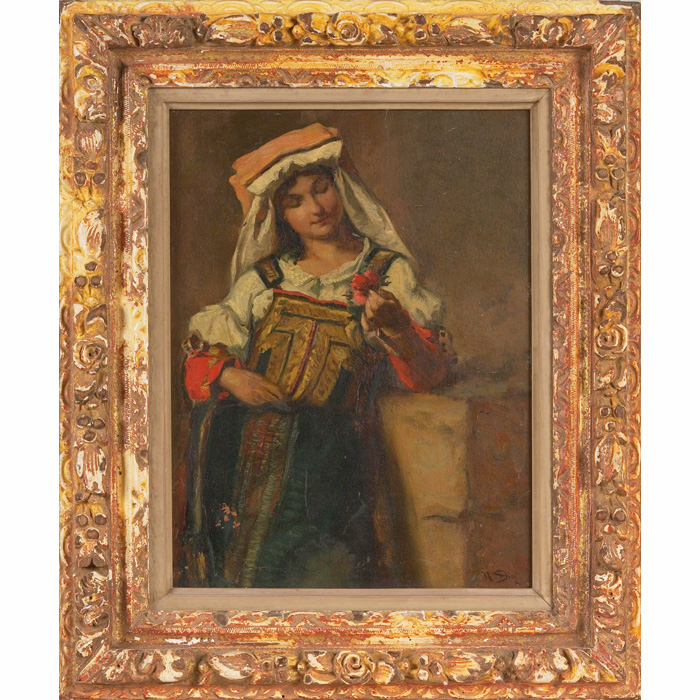 Appraisal: N Diaz Spanish th century Meisjes Portret c oil on