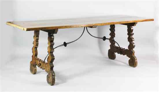 Appraisal: A walnut table Spanish th century and later with a