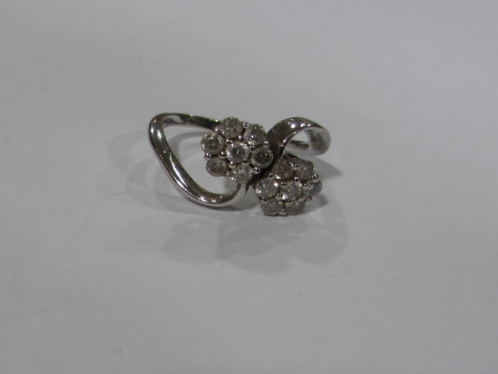 Appraisal: Eighteen carat white gold diamond cluster ring with two flower