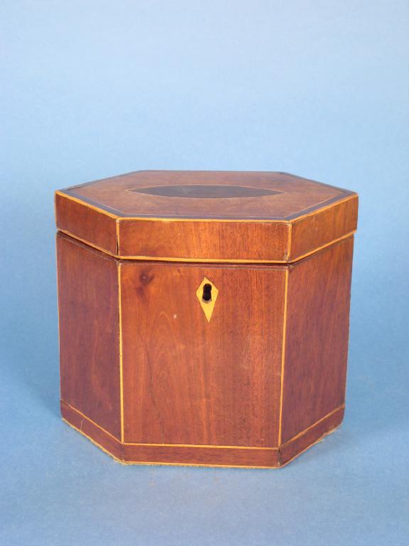 Appraisal: A th Century octagonal Tea Caddy with satinwood stringing and