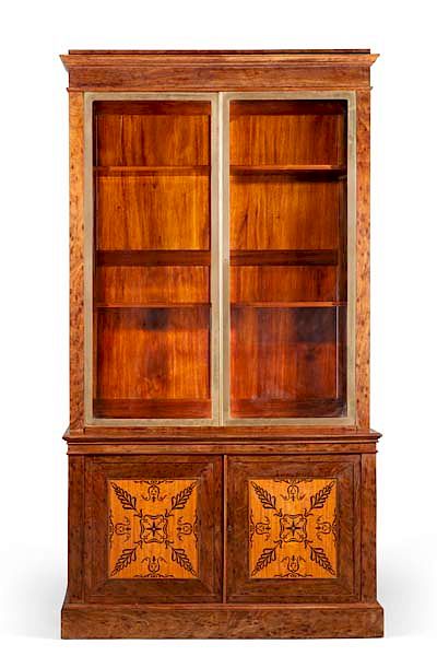 Appraisal: Louis Philippe plum pudding mahogany bibliotheque A Louis Philippe parcel