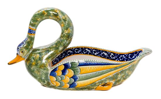 Appraisal: Sale Lot A Quimper Pottery Swan Form Bowl the interior