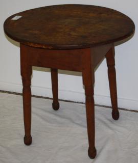 Appraisal: tavern table maple and pine oval top turned legs Top