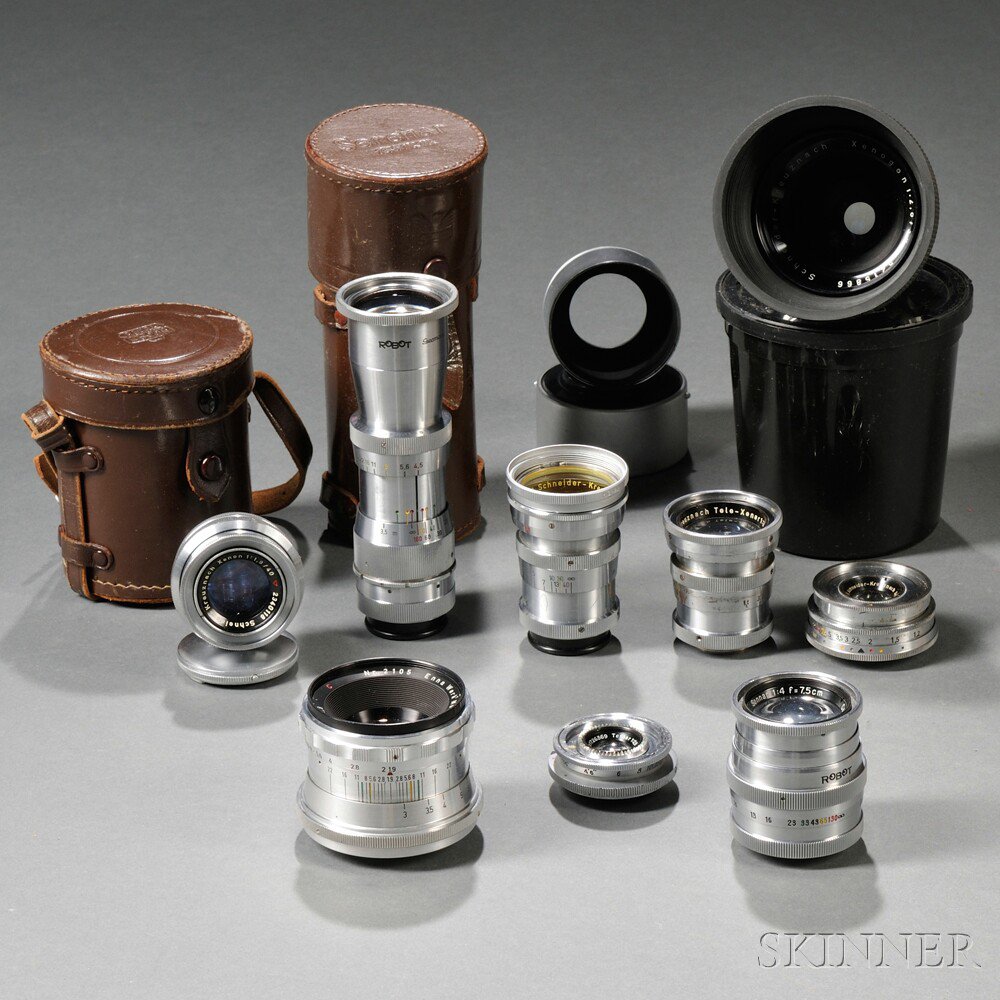 Appraisal: Nine Lenses for Robot Camera eight in chrome for screw