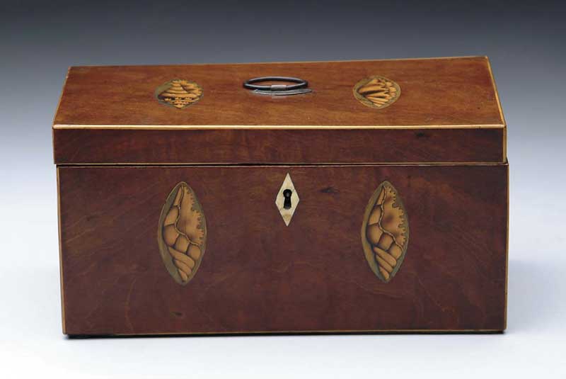 Appraisal: FINE INLAID TEA CADDY The rectangular hinged top box in