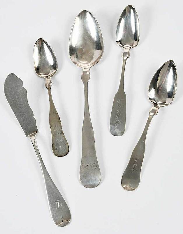 Appraisal: Maine Coin Silver Spoons Approx Pieces American th century including