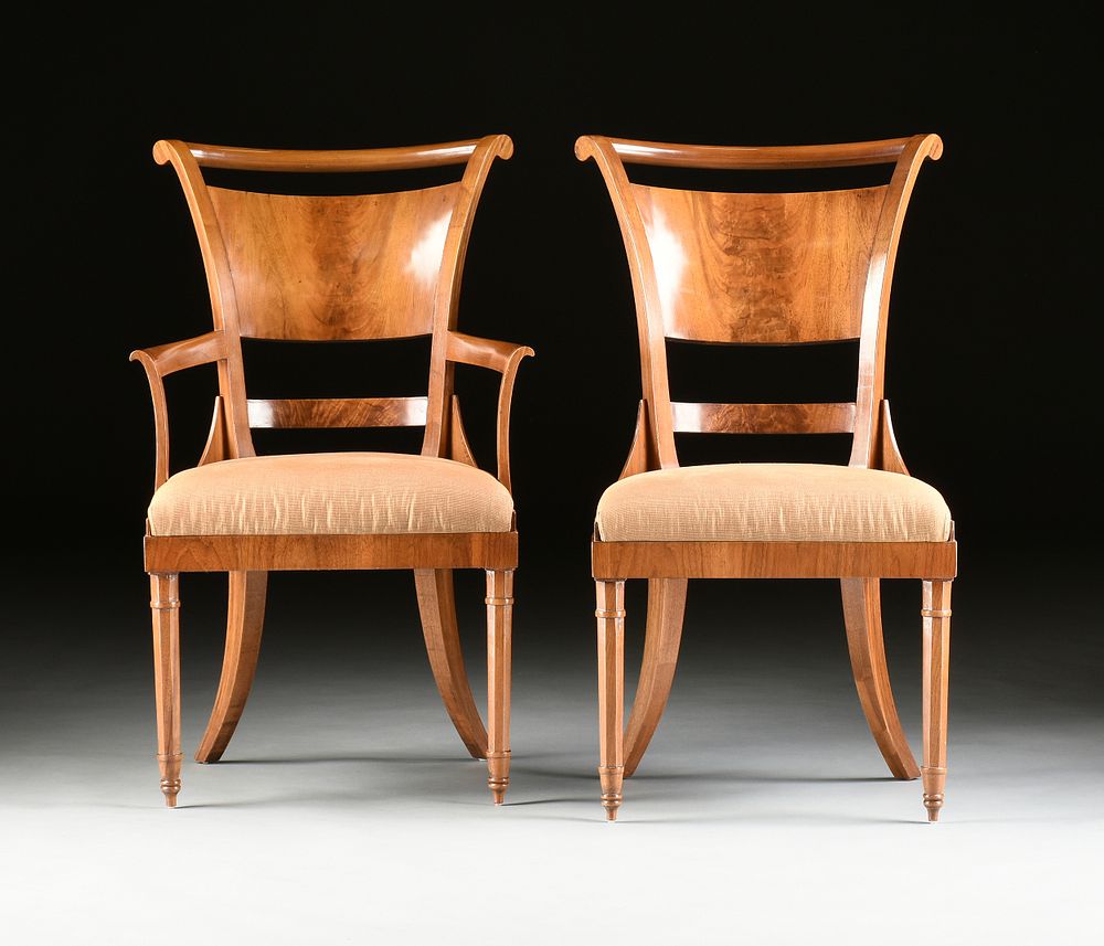 Appraisal: A SET OF TWELVE BIEDERMEIER STYLE WALNUT DINING CHAIRS MODERN