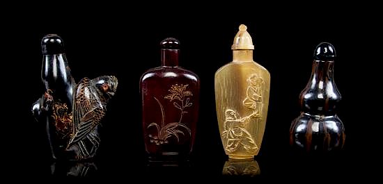 Appraisal: A Group of Four Snuff Bottles Height overall of first