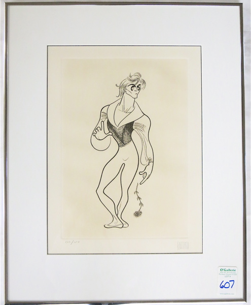 Appraisal: AL HIRSCHFELD ETCHING New York Missouri - Baryshnikov Plate measures