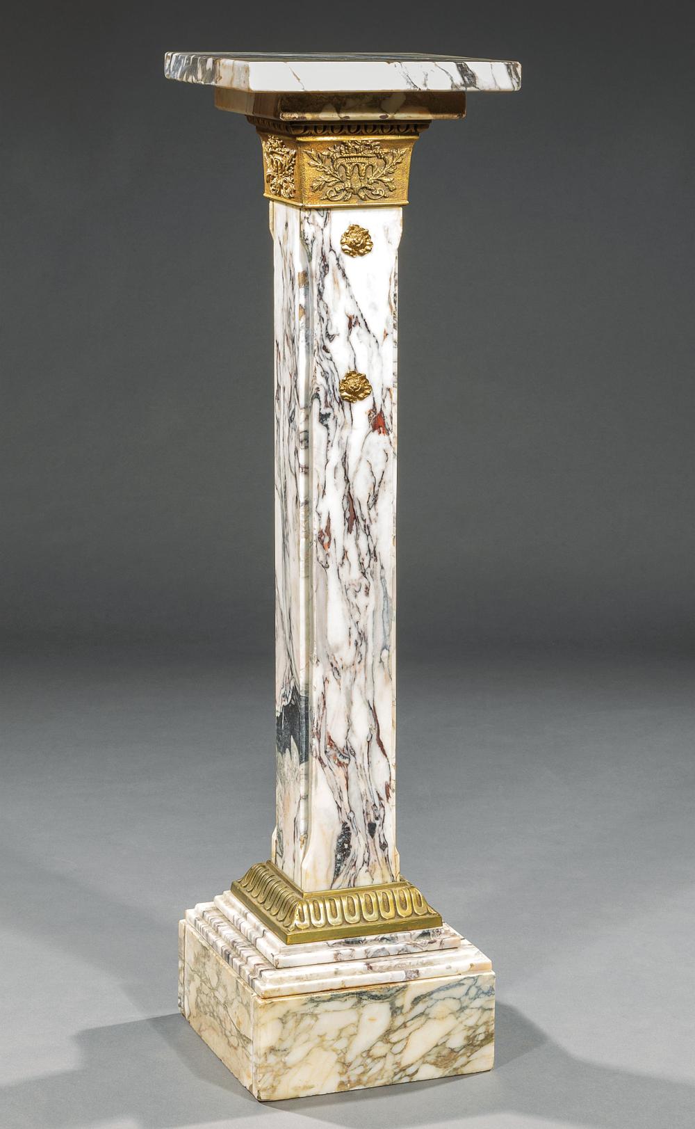 Appraisal: French Bronze-Mounted Marble Pedestal swivel top bronze collar square column