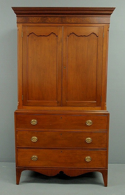 Appraisal: New Jersey Federal gumwood and mahogany linen press c with