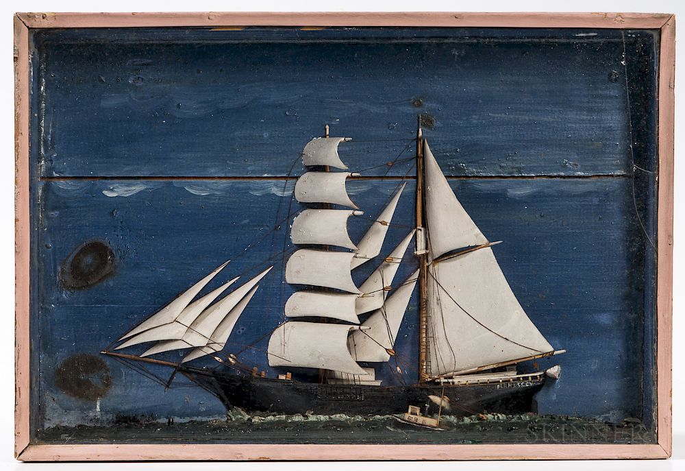 Appraisal: Shadow Box Diorama of a Sailing Ship Shadow Box Diorama