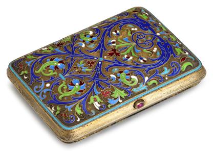 Appraisal: Russian silver gilt and cloisonne enamel cigarette case late th