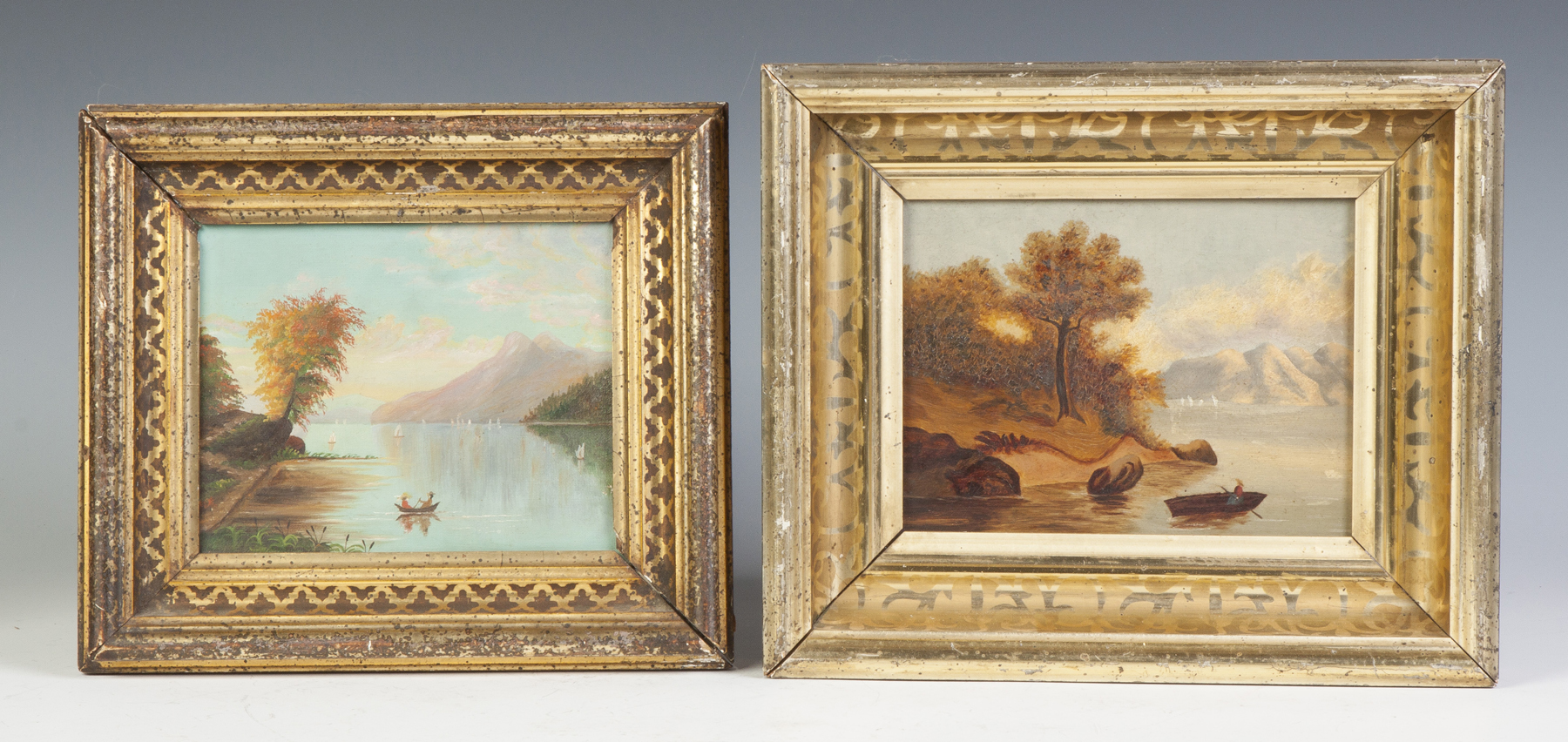 Appraisal: Two Hudson River School Paintings Oil canvas Giltwood frames