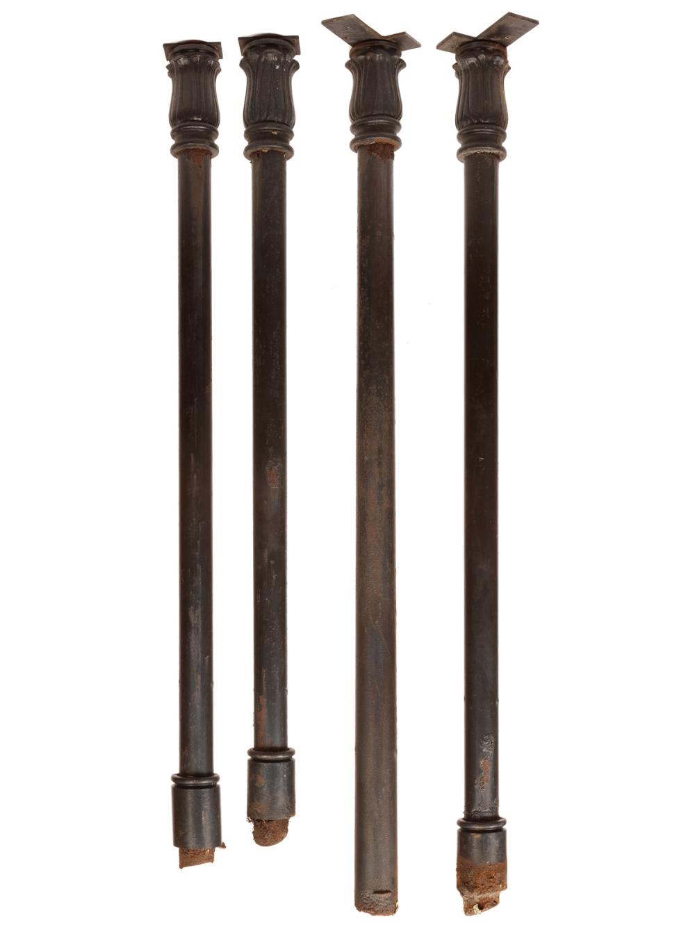 Appraisal: Set of Four Cast Iron Columns with foliate collar one