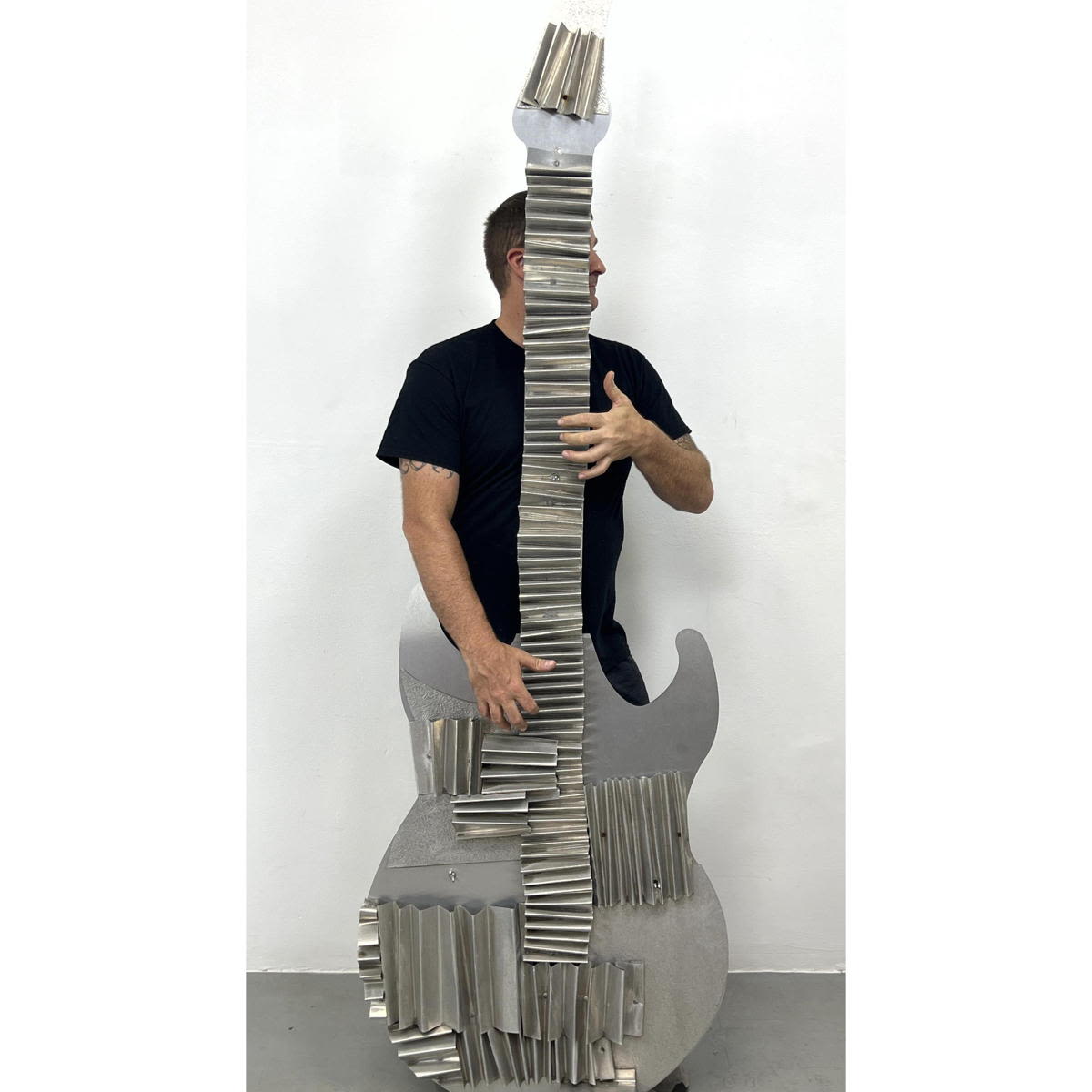 Appraisal: Large foot Steel Figural Guitar Sculpture Flat Guitar Sculpture with