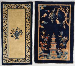 Appraisal: Two Chinese Scenic Rugs Blue Ivory st item Chinese scenic