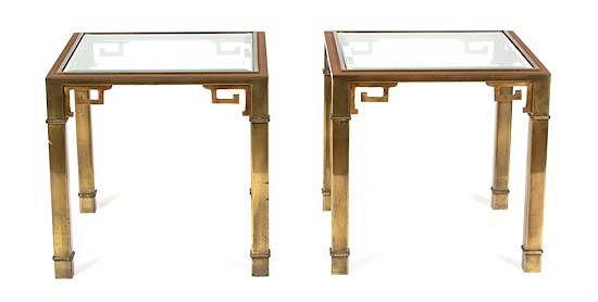 Appraisal: A Pair of Gilt and Silvered Metal Side Tables Height