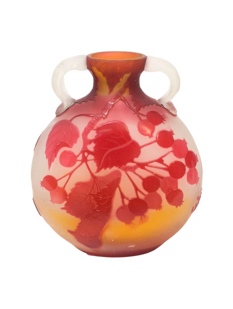 Appraisal: A Gall cameo glass two handled moon flask vase circa