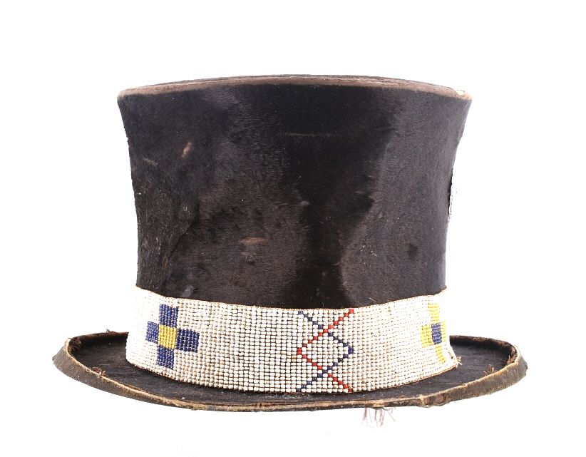 Appraisal: Sioux Indian Beaver Trade Hat Fully Beaded Band Included in