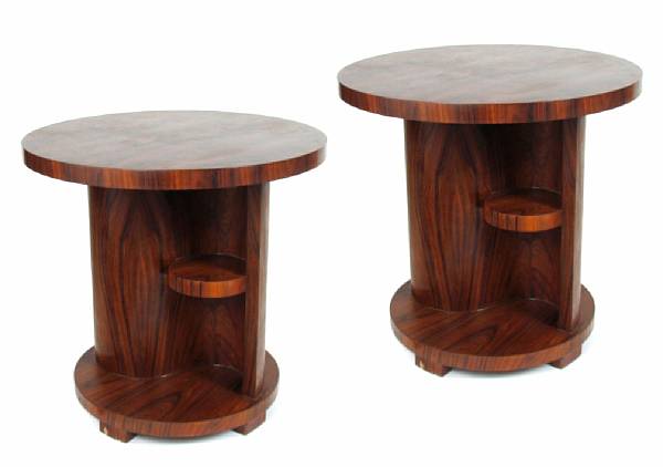 Appraisal: A pair of Art Deco style tables height in diameter