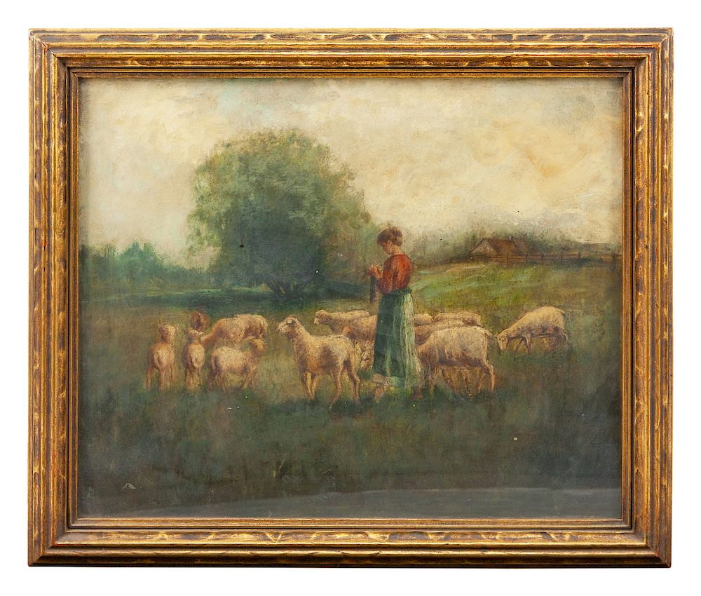 Appraisal: Continental th Century Continental th Century Shepherdess oil on canvas