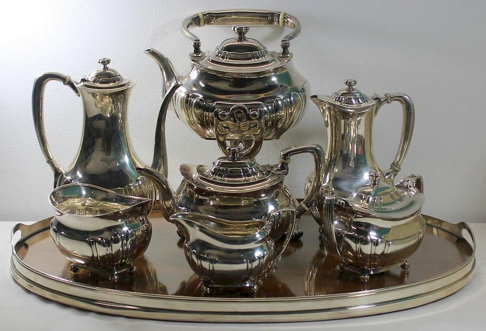 Appraisal: STERLING Pc Tiffany Co Sterling Tea Service with Tray Includes