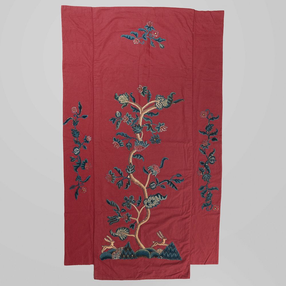 Appraisal: Pair of Linen and Wool Crewelwork 'Tree of Life' Twin